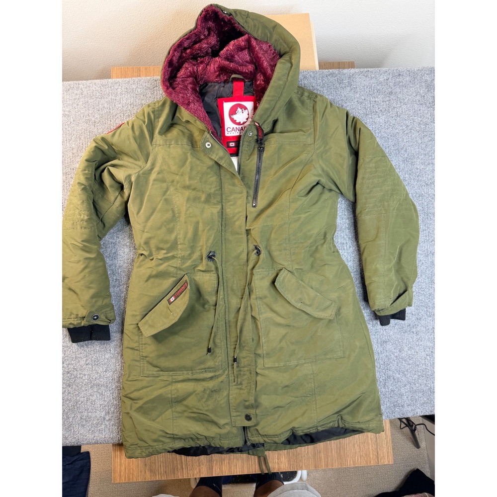 Canada Weathergear Mens Large Olive Green Parka Insulated Jacket Hooded Coat L/G